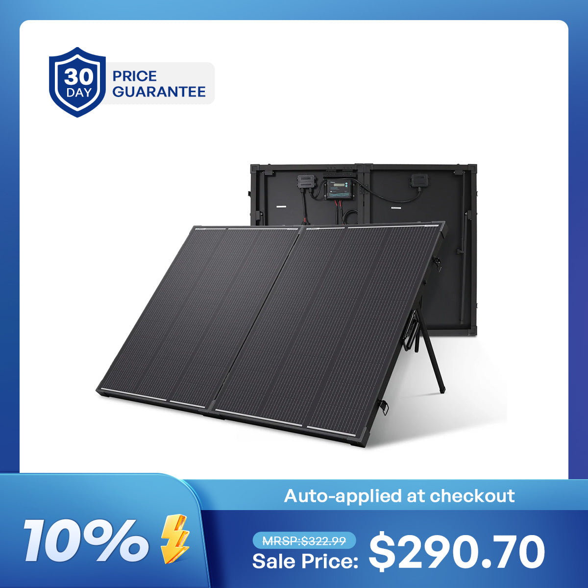 100/200W 12V N-Type Portable Solar Panel Suitcase Kit with 20A PWM Controller