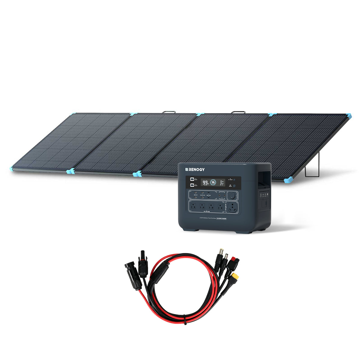 PowerStation 2000 & 400W Lightweight Portable Solar Panel & 4-in-1 Solar Connector Extension Cable
