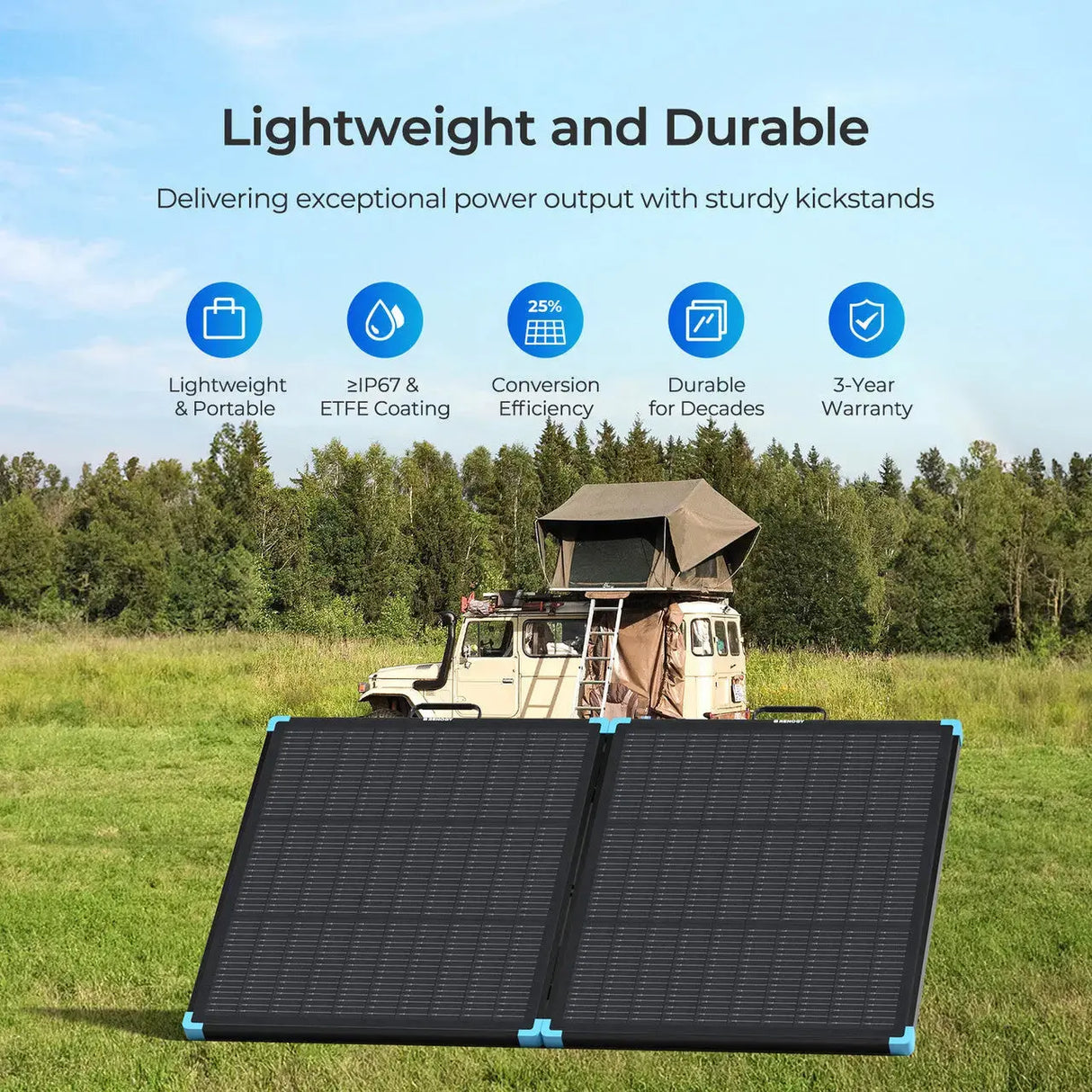 Solar Suitcase N-Type 300W 100W Lightweight Portable Solar Panel Renogy