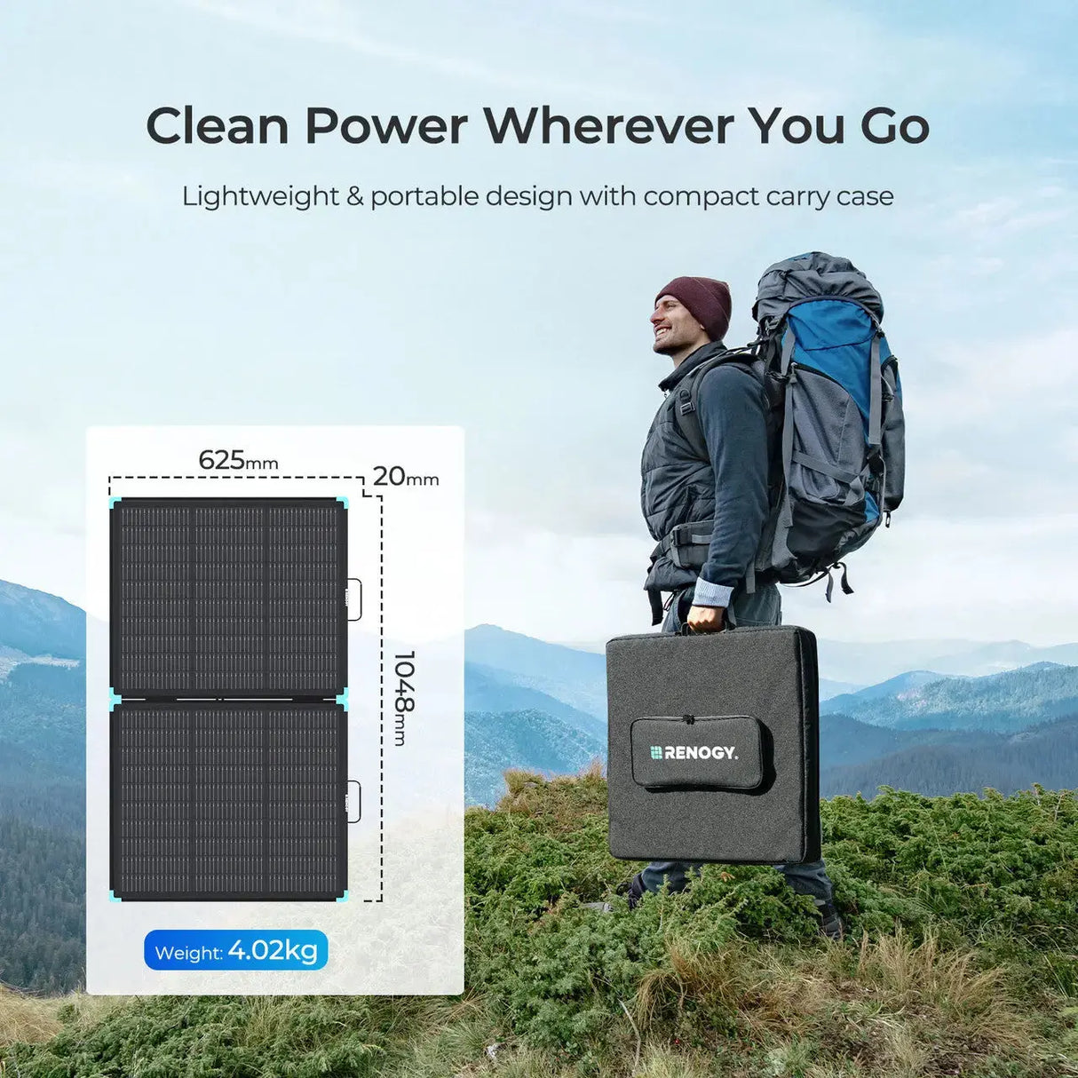 Solar Suitcase N-Type 300W 100W Lightweight Portable Solar Panel Renogy